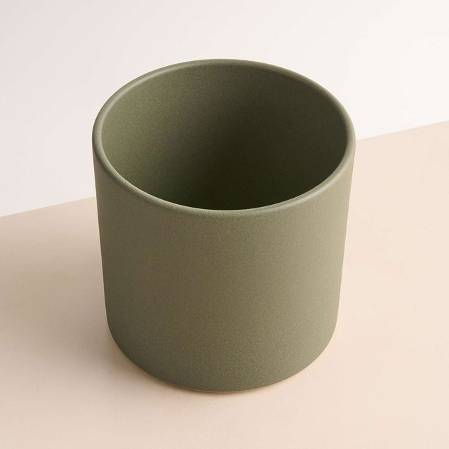 Minimalistischer Keramik Übertopf von Blume2000 in Grün, Höhe: 21 cm - Bild 1