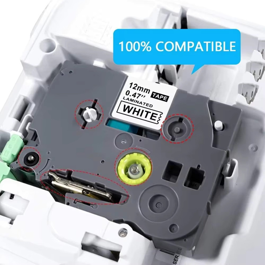 Aive Etikettenband kompatibel mit Brother PTouch TZe-231, Breite: 12 mm, Länge: 8 m, Schwarz auf Weiß, Thermoband für PT-1000, PT-1005 und PT-H110 - Bild 3