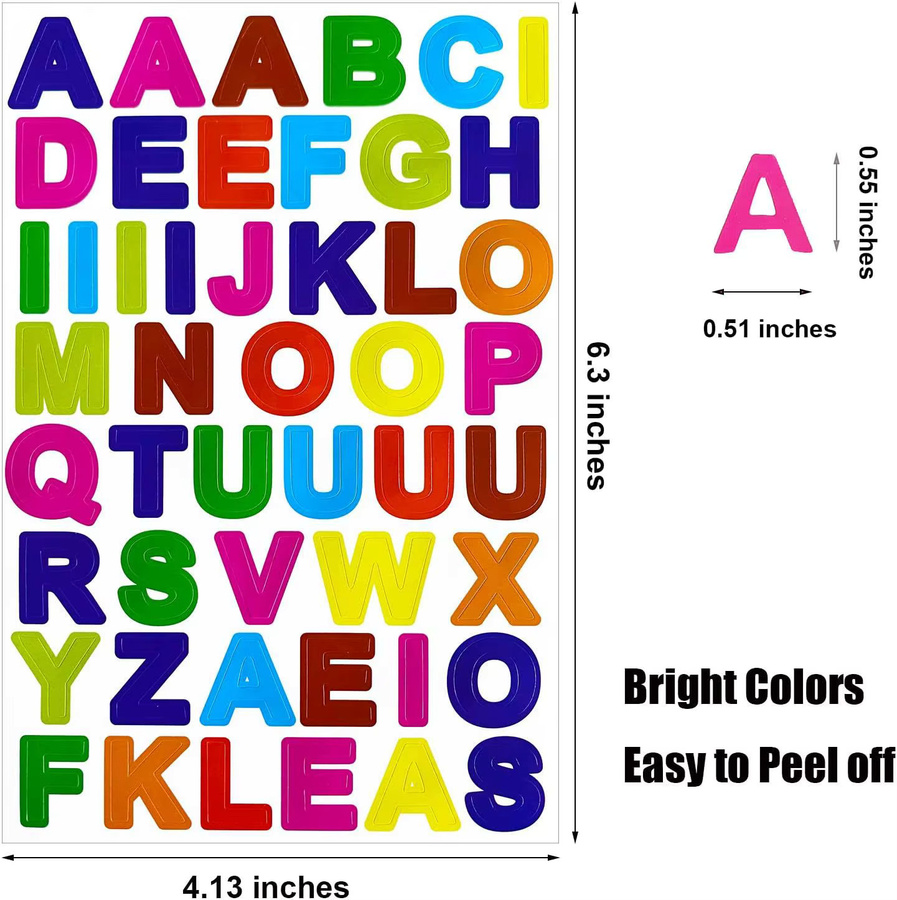 Bunte Dekorationsaufkleber für Kinder mit Zahlen, Buchstaben, Punkten, Herzen und Sternen für Tagebuch und Album, Mehrfarbig - Bild 3