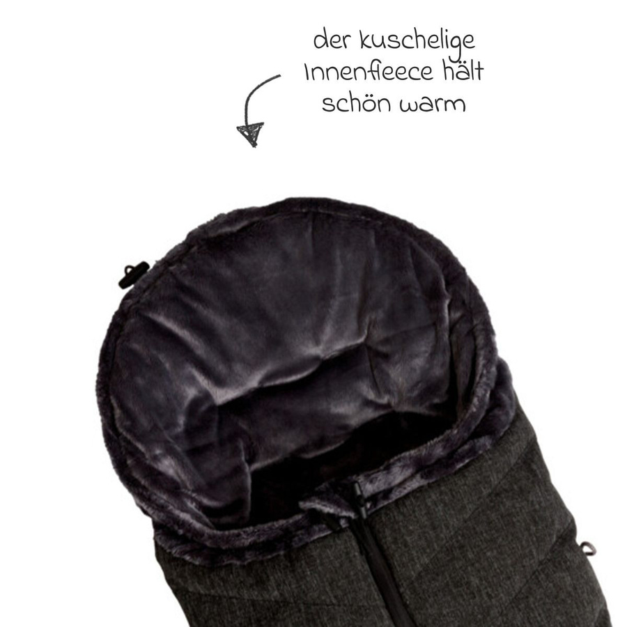 TFK Thermo-Fleece Fußsack mit verlängerbarem Fußteil in Schwarz - Bild 2