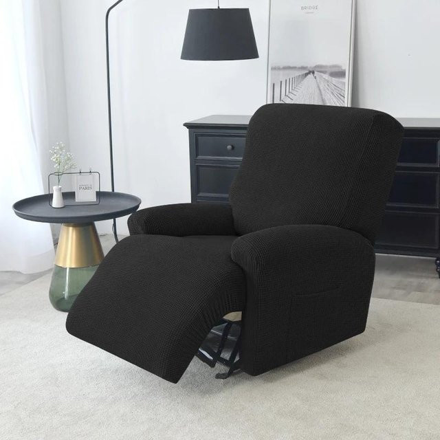 Bestbags Jacquard-Sesselüberzug für Relaxsessel in Schwarz, elastischer Stretch-Schutz für Liegestühle - Bild 1