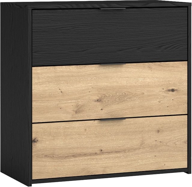 byLIVING Kommode RIMINI in Schwarz und Eiche, B/H/T: 80 x 80 x 40 cm - Bild 1