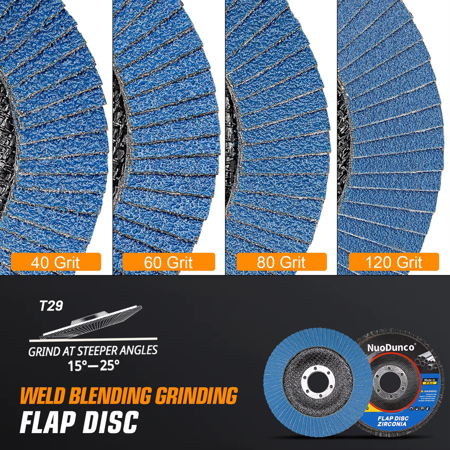 NuoDunco Fächerscheiben 5-Zoll Set, 5 Stück, Blau, Durchmesser: 125 mm, zum Entgraten und Polieren von Metall und Holz - Bild 3