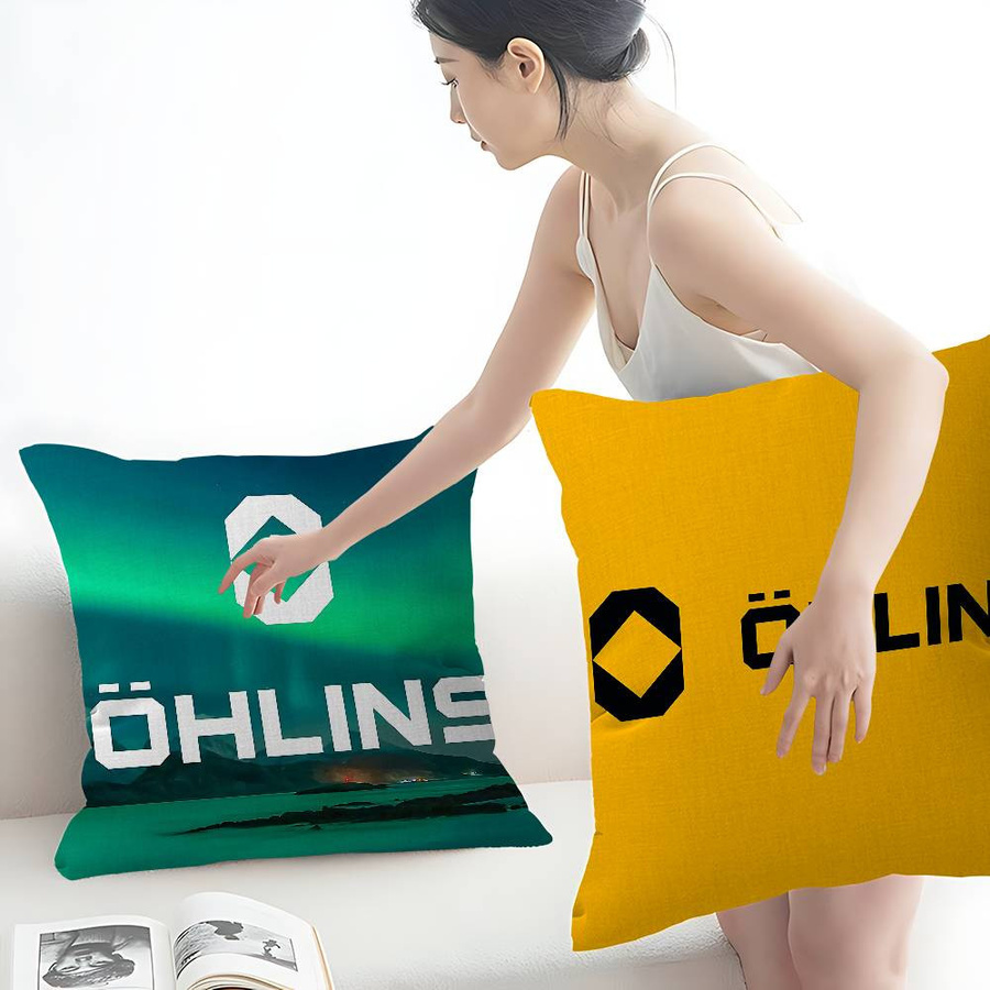 Ohlins Logo Kissenbezug aus kurzem Plüsch in Multicolor, dekorative Kissenhülle mit Cartoon-Print, B/B/H: 18 x 18 x 18 cm - Bild 4