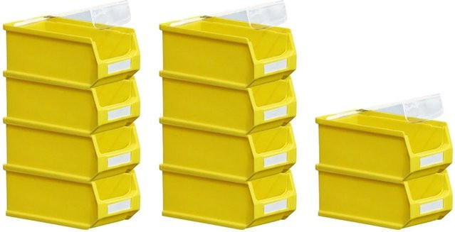 PROREGAL SparSet 10 Stück Sichtlagerbox 2.0 mit Abdeckung, Gelb, H x B x T: 7,5 x 10 x 17,5 cm - Bild 1