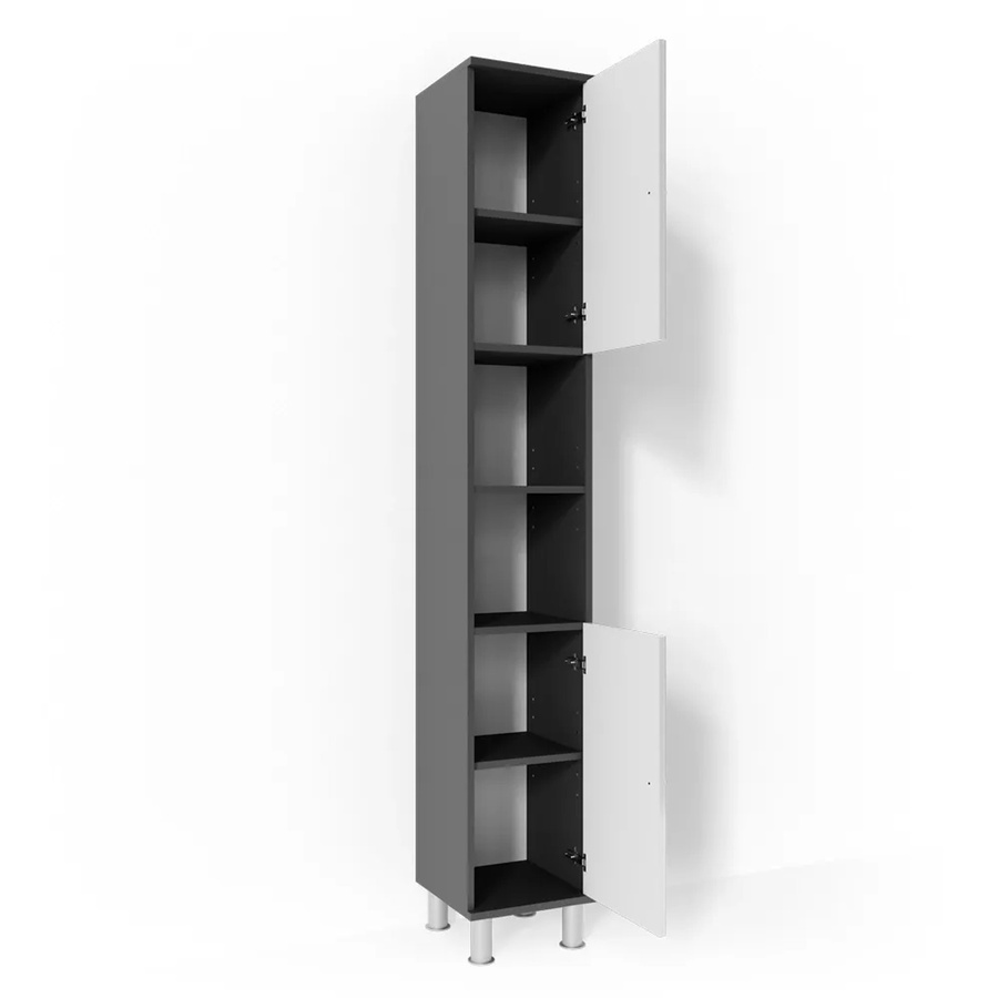 Vicco Badschrank Fynn Hochschrank in Anthrazit mit offenen Regalfächern, Höhe: 190 cm, Breite: 30 cm, Tiefe: 30 cm - Bild 3