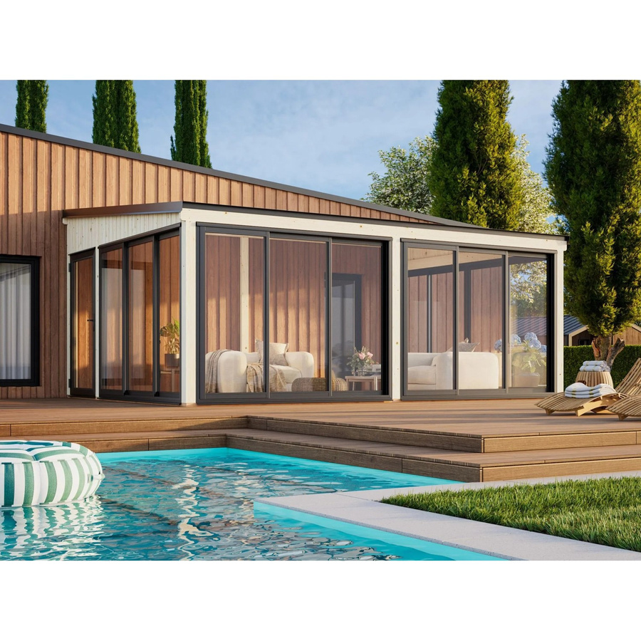 Palmako Holz-Gartenhaus Lumi Slide mit Pultdach in Grau, B: 582 cm x T: 420 cm - Bild 2