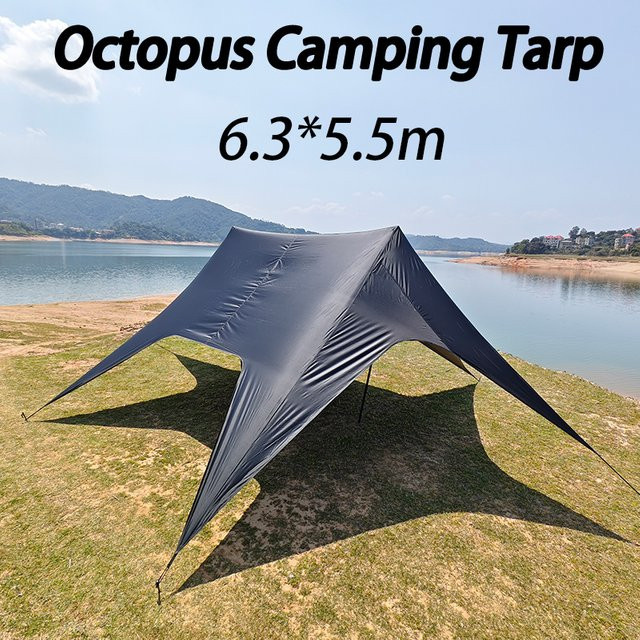 Hide Walker Oktopus-Campingplane mit Schwarzbeschichtung und Sonnenschutz, Farbe: Schwarz, B/T/H: 6 x 5 m - Bild 1