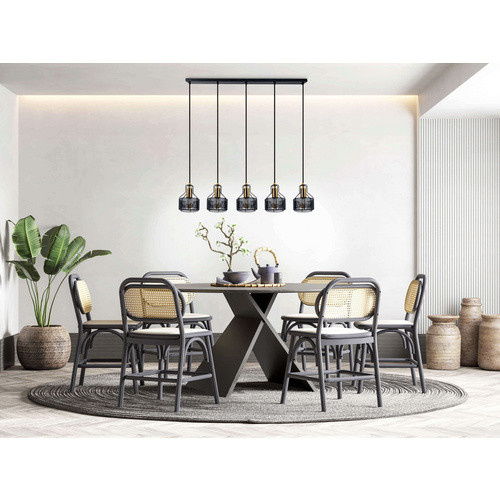 Näve Pendelleuchte Foro 5-flammig Schwarz-Gold B/H/T: 13,5 x 132 x 96 cm - Bild 2