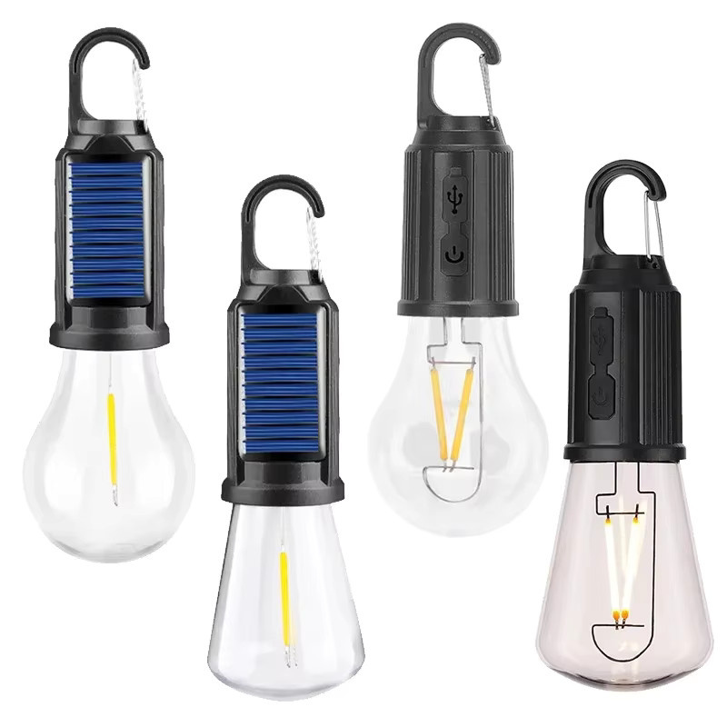 LINYILIGHT Campinglampe, tragbare LED-Taschenlampe mit Solar- und USB-Aufladung, wasserdichte COB-Notfalllampe in Schwarz für Outdoor, Angeln und Wandern - Bild 6