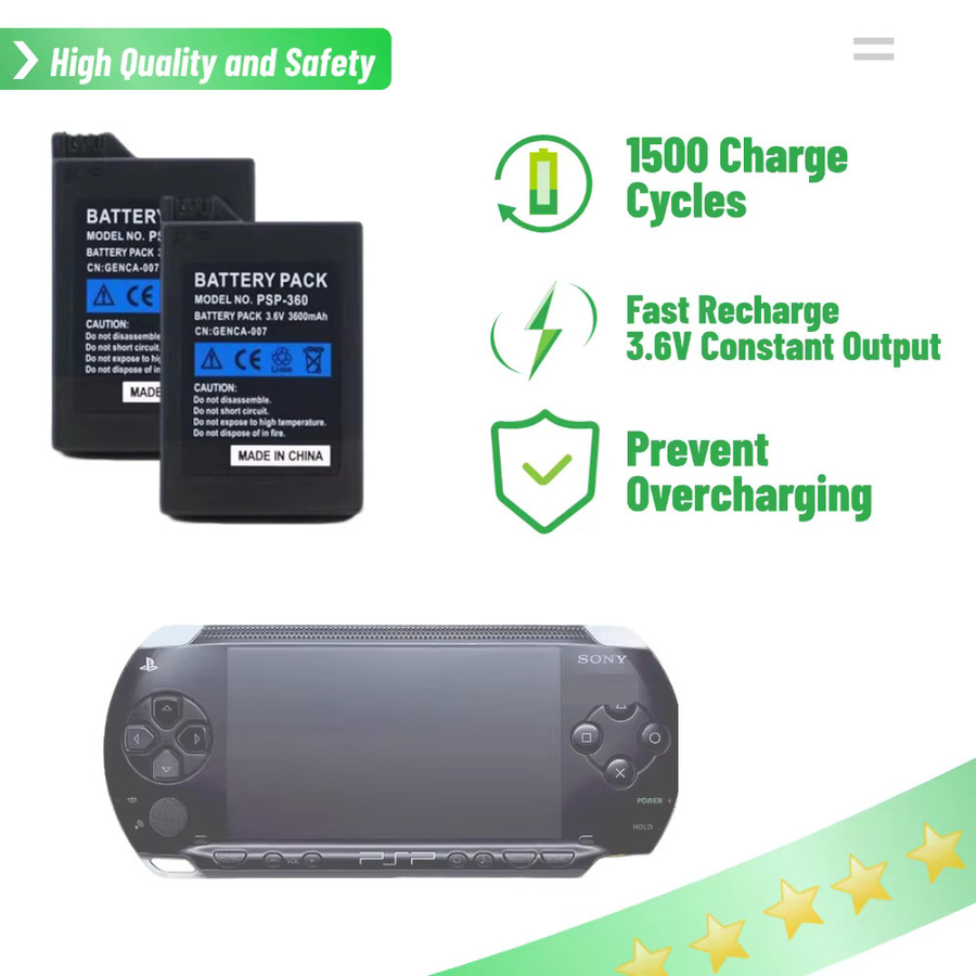 PUJIMAX Wiederaufladbarer Lithium-Ionen-Akku 3,6V 3600mAh in Schwarz für Sony PlayStation PSP-1000 und PSP1003 FAT - Bild 4