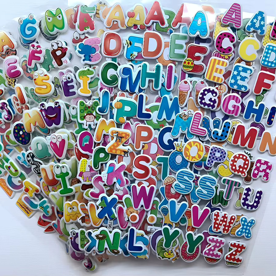 Selbstklebende Cartoon-Blasenaufkleber mit Buchstaben-Design in Multicolour zur Dekoration von Laptop und Gepäck - Bild 2