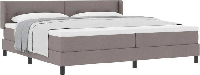vidaXL Boxspringbett mit Matratze in Taupe, Hybrid-Modell aus Stoff und Holz, B/T: 200 x 200 cm - Bild 1