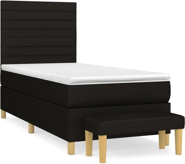 vidaXL Boxspringbett mit Matratze Hybrid-Design in Schwarz und Weiß, B/T/H: 90 x 200 x 128 cm - Bild 1