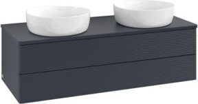 V&B Waschtischunterschrank Antao mit Frontstruktur in Blau, B/T/H: 120 x 50 x 50 cm - Bild 1