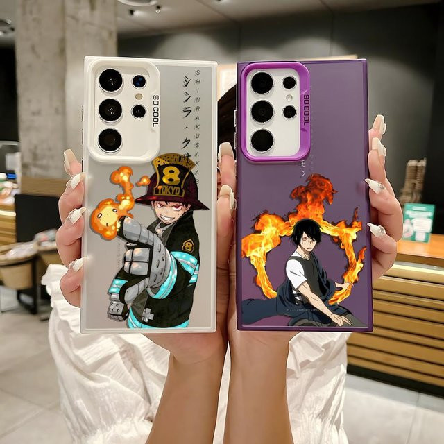 Silberne Silikon Handyhülle im Japan Anime Fire Force Design für Samsung Galaxy S25 Edge S24 S23 S22 S21 S20 Ultra - Bild 1