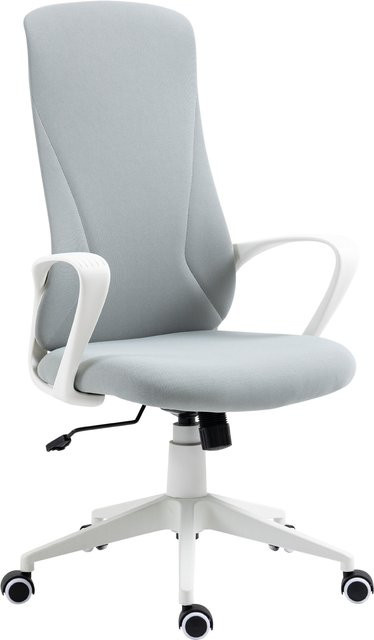 Vinsetto Bürostuhl höhenverstellbar mit Wippfunktion, ergonomischer Drehstuhl aus Stretchstoff in Hellgrau für Büro & Homeoffice - Bild 1