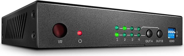 Lindy HDMI 4K60 Matrix V2 Schwarz 4x2 Matrix zum Anschluss und Umschalten zwischen 4 HDMI-Quellen und 2 HDMI-Displays mit 4K UHD, optischem Anschluss und 3,5 mm Klinke - Bild 1
