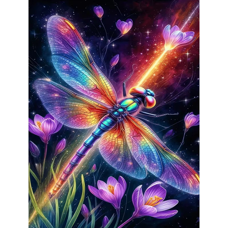 Huacan Diamant-Malerei Libelle als Mosaik-Tierbild in Multicolour, B/H: 30 x 20 cm - Bild 5