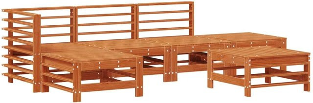 vidaXL Garten-Lounge-Set 5-teilig aus massivem Kiefernholz in Braun mit modernem L-Shape Design - Bild 1
