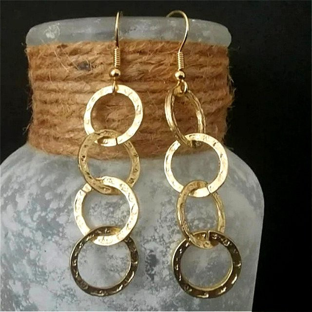 YoYo Anhänger-Ohrringe, vergoldet, Gold, Damen, Vintage - Bild 1