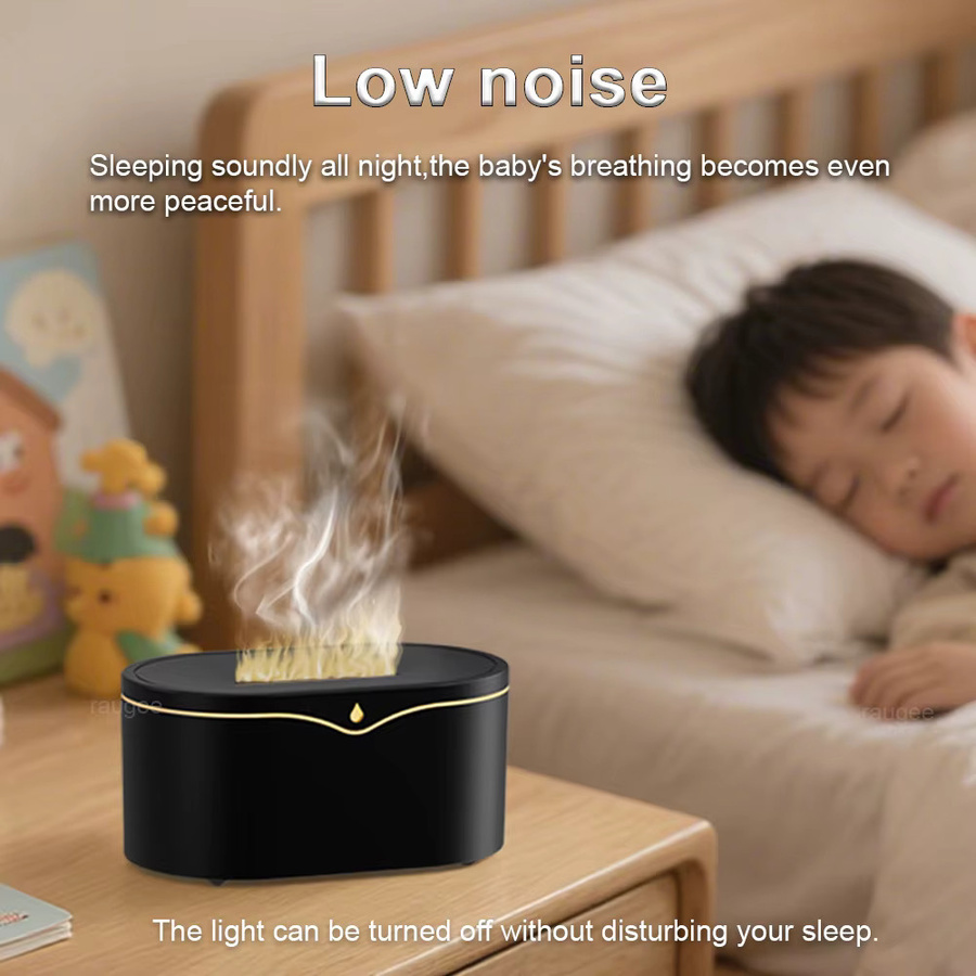 Cooskr Flammenbefeuchter und Aroma-Diffusor mit LED-Licht in Schwarz - Bild 5