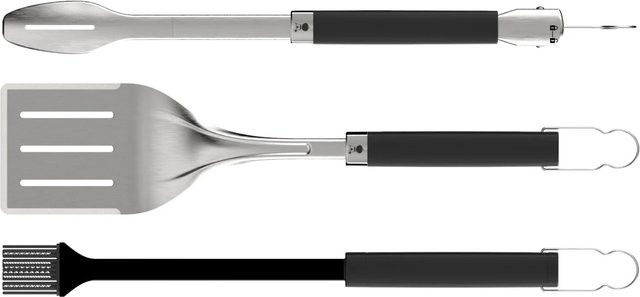 Weber Premium Grillbesteck 3-teilig aus Edelstahl und Silikon in Schwarz mit Wender und Grillzange - Bild 2