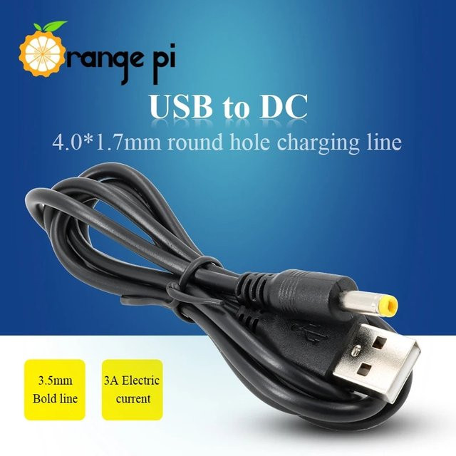 Orange Pi USB zu DC Stromkabel in Schwarz, Länge: 25 cm, Steckergröße: 4,0 x 1,7 mm - Bild 1