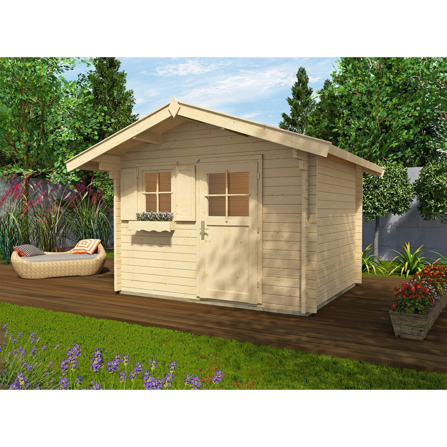Weka Holz-Gartenhaus Brescia mit Satteldach in Blockbohlenbauweise, unbehandelt, B: 320 cm, T: 250 cm, H: 251 cm - Bild 2