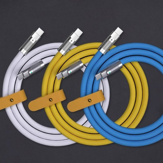 USB-C auf USB-C Schnellladekabel mit 100 W Leistung aus flüssigem Silikon in Orange - Bild 1