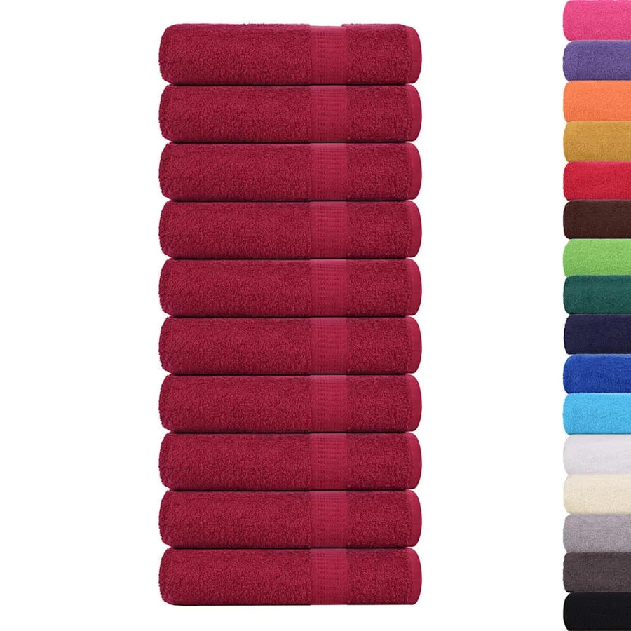 vidaXL Badetücher 10er Set aus 100% Baumwolle in Bordeauxrot, B/L: 100 x 150 cm, 360 g/m² - Bild 2