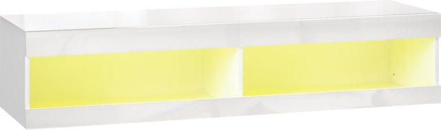 HOMCOM Schwebendes TV-Möbel in Hochglanz-Weiß mit LED-Beleuchtung und Fächern für Fernseher von 55-60 Zoll, B/T/H: 140 x 40 x 30 cm - Bild 1