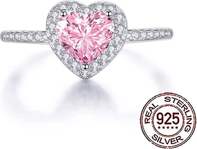 CWWZircons Ring, 925 Silber, rosa Zirkonia, Damen - Bild 1