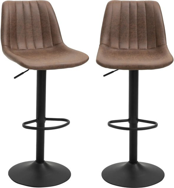 HOMCOM 2er-Set Barhocker im Retro-Stil, höhenverstellbar und drehbar, braun - Bild 1