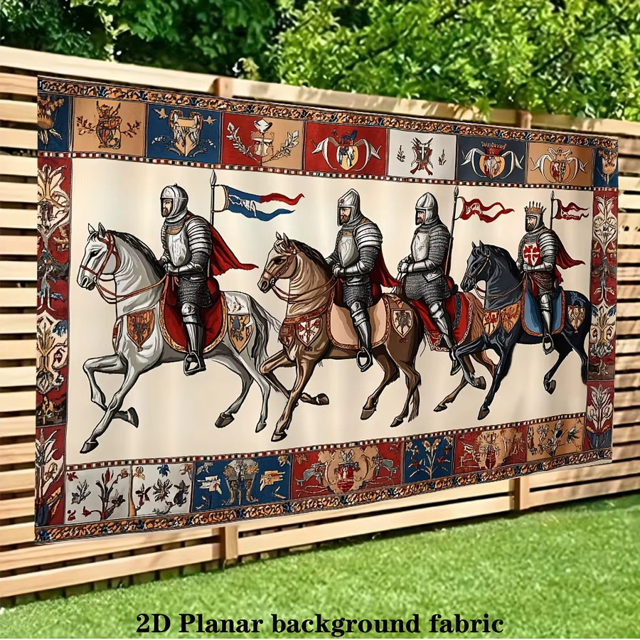 VIKAMA Mittelalterlicher Ritter Wandteppich in Multicolour, Vintage Wandbehang für Innen- und Außendekoration, B/H: 75 x 58 cm - Bild 4