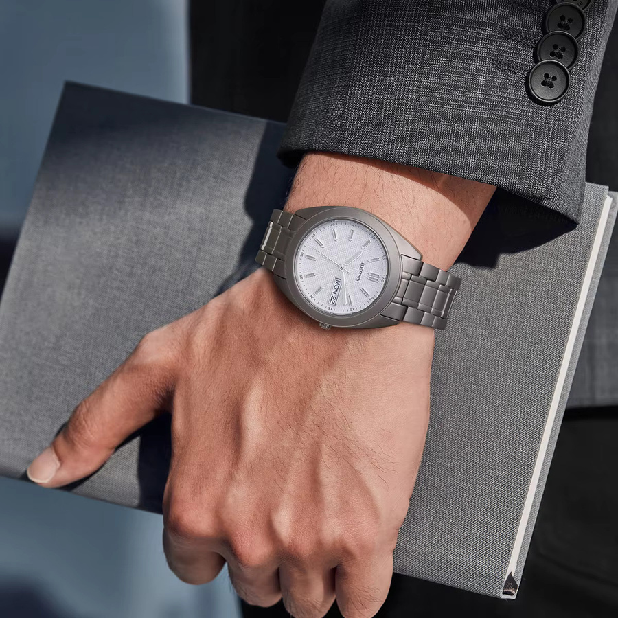 BERNY Armbanduhr Titan, Quarz, Saphirglas, Silber, Herren - Bild 5