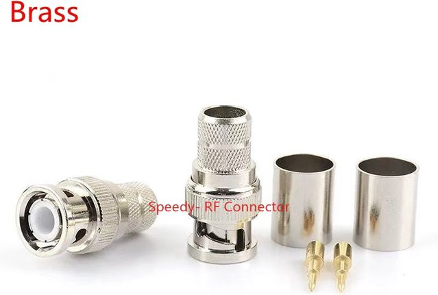 10er Set BNC L-Stecker BNCJ-7 L16 Q9 zum Crimpen und Löten für LMR400 RG393 RG214 7D-FB CNT400 Koaxialkabel aus Messing in Gold und Silber - Bild 1