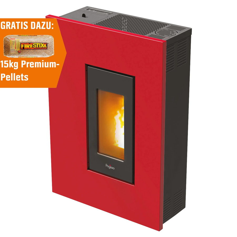 Pegaso Pelletofen Madison in Bordeauxrot mit Automatik und WIFI, 5,3 kW - Bild 2