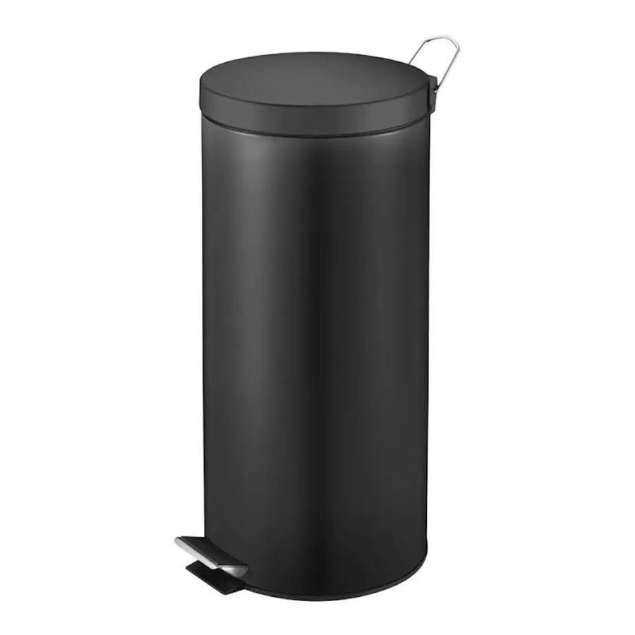 PROREGAL Runder Tretabfallsammler mit herausnehmbarem Kunststoff-Inneneimer, Schwarz, H: 64 cm, B: 30 cm, T: 33 cm, 30 Liter - Bild 2