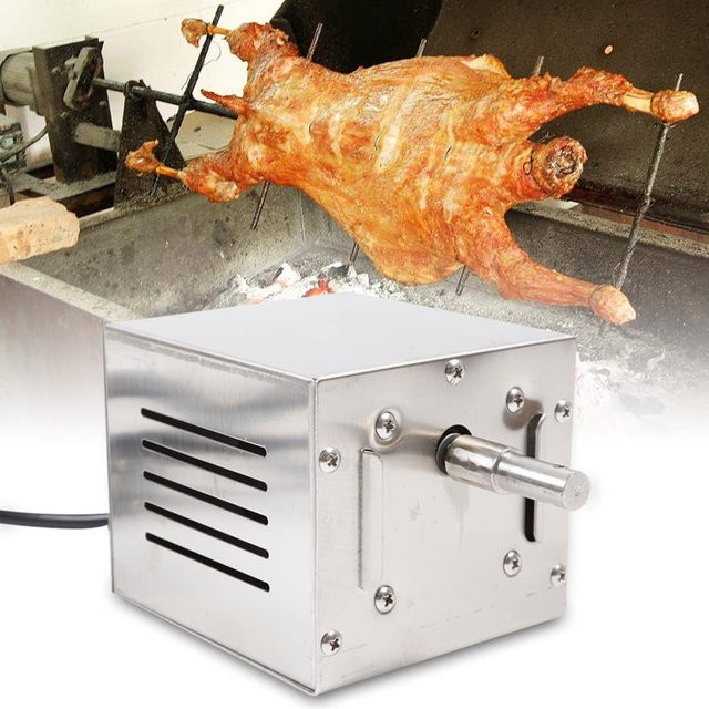 Elektromotorischer Grillspieß SP-S40 aus Edelstahl für BBQ und Outdoor-Grillen, Silber - Bild 1