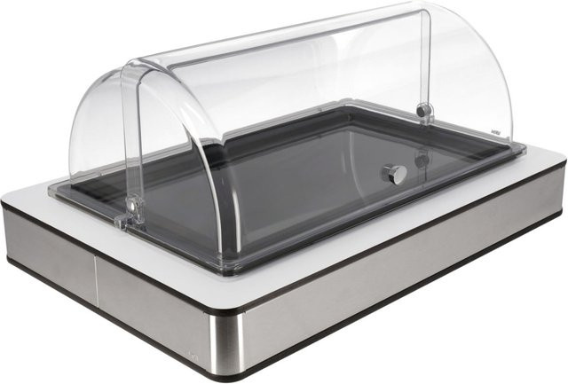 VEGA Buffetvitrine Fundale mittel GN 1/1 aus Melamin in Edelstahl, Weiß, Schwarz und Transparent, B/T/H: 42,5 x 63 x 27,4 cm - Bild 1