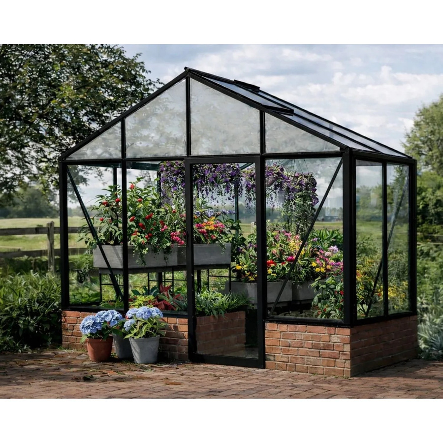 Bloomcabin Wandgewächshaus GHWM8 aus Aluminium und Sicherheitsglas in Schwarz für Gemüse, Kräuter und Zierpflanzen - Bild 2