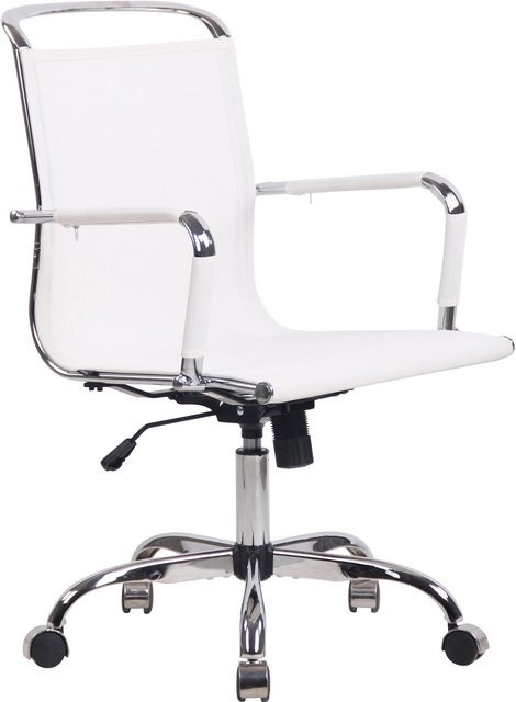 TPFLiving Bürostuhl Barney Mesh in Weiß mit Armlehnen und Rollen für Home Office und Büro - Bild 1