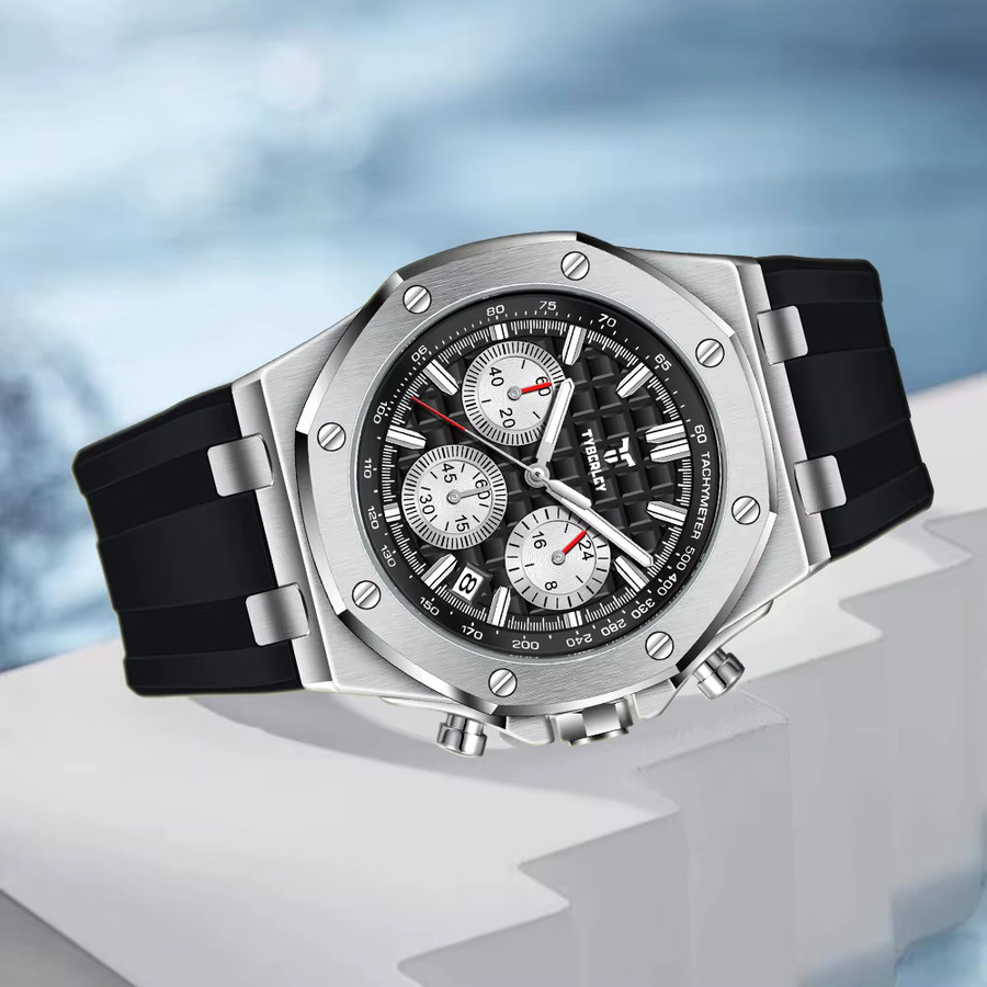 TYBERLEY Chronograph, Quarzuhr, Edelstahl, Weiß, Herren - Bild 4