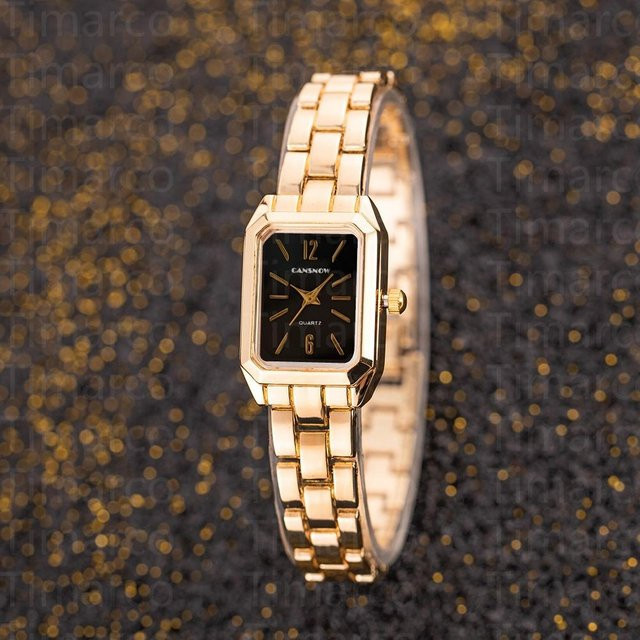 Armbanduhr Quarz, Legierung, Gold, Schwarz, Rechteckig, Damen - Bild 1