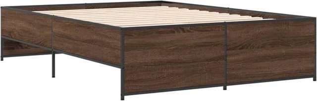 vidaXL Bettgestell aus Holzwerkstoff und Stahl in Eiche Braun, B/T/H: 140 x 190 x 40,5 cm - Bild 1