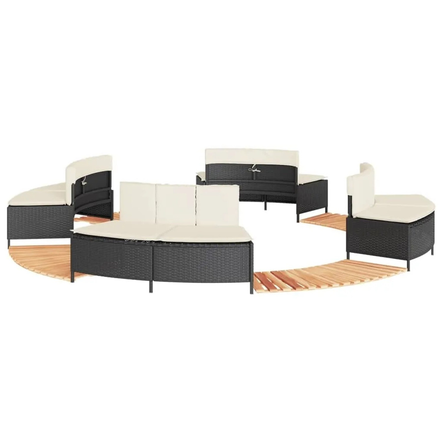 vidaXL Whirlpool-Umrandung aus Poly-Rattan und geöltem Akazienholz in Schwarz - Bild 2