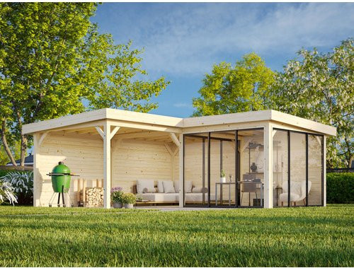 Palmako Pavillon Lenna Set 412 Slide aus Fichtenholz in Braun mit transparenten Elementen, B/T/H: 588 x 588 x 245 cm - Bild 3