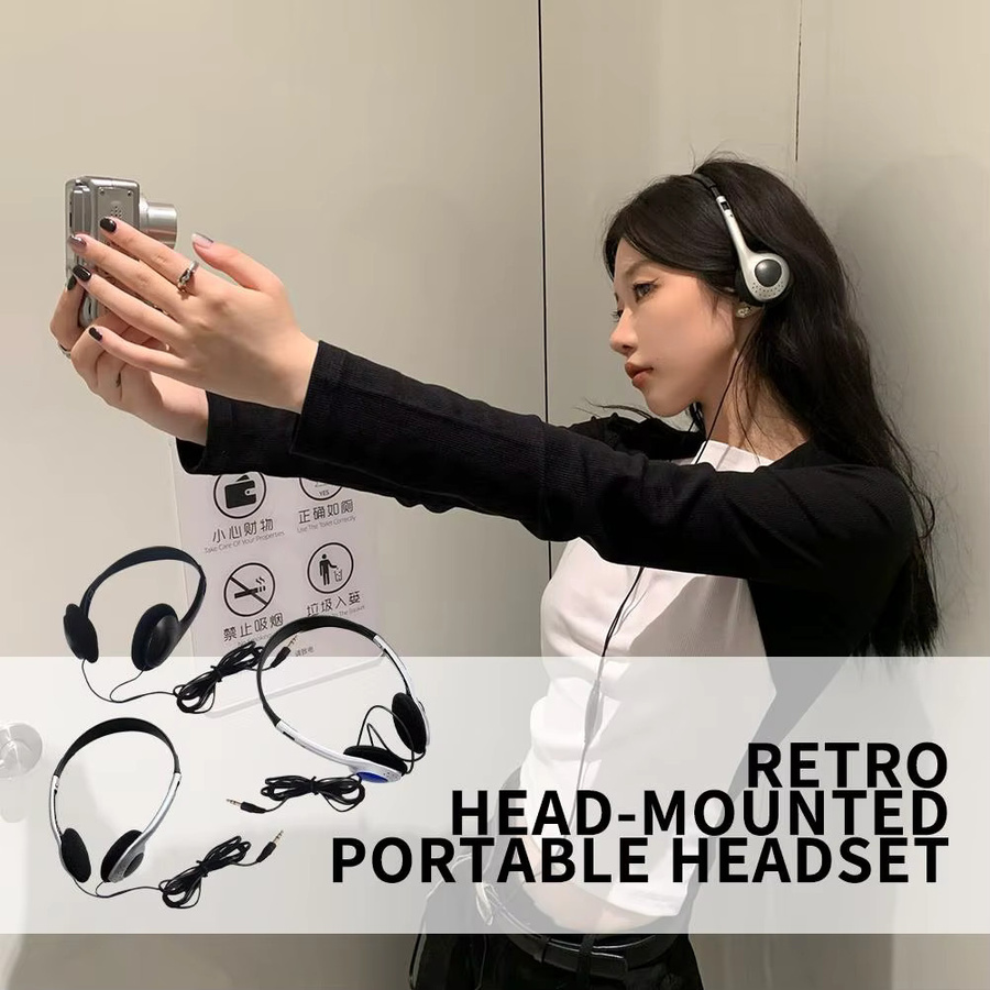 INS Retro Nostalgisches Over-Ear Headset Schwarz Kabelgebundene Kopfhörer - Bild 3