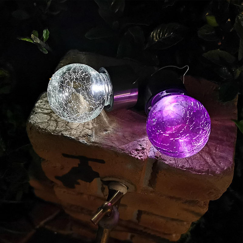 TOMTOP JMS Solar LED Globus-Lichter aus Craquelé-Glas für den Außenbereich und Garten in Blau und Multicolour - Bild 2